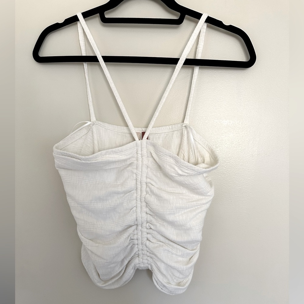 Anthropologie White Ruched Tank Top
